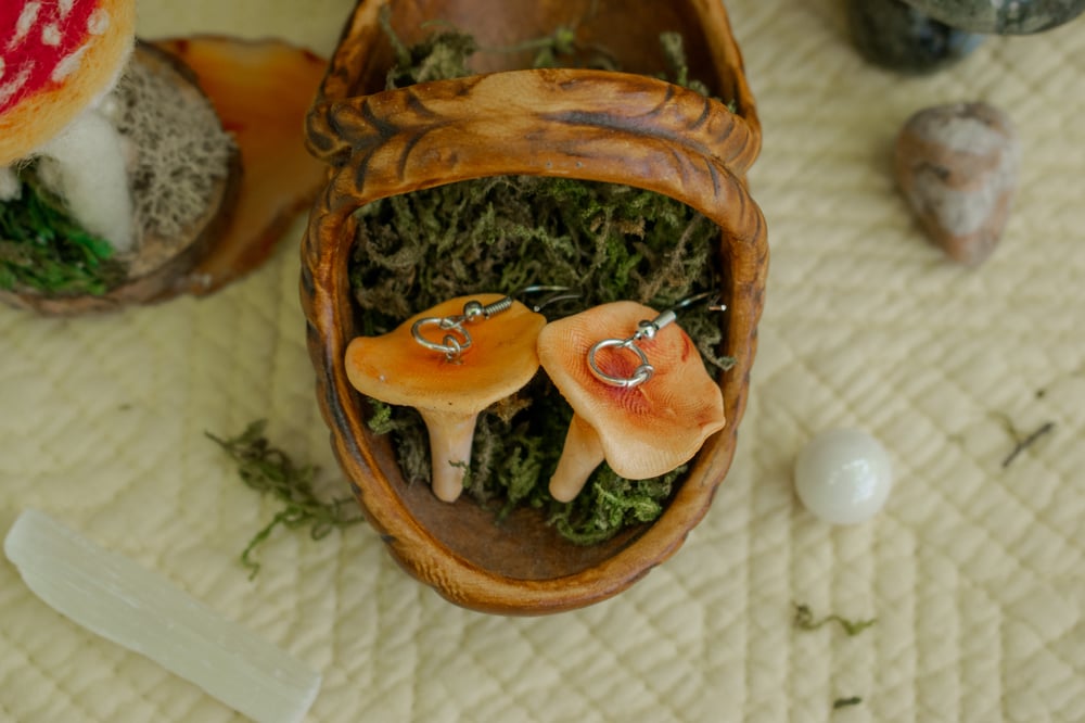 Image of Golden Chanterelle Mushroom Earrings