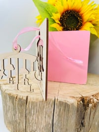 Image 4 of Wooden Baby Girl Card With Hanging Ornament