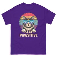 Image 5 of Stay Pawsitive Cat Shirt – Funny Retro Cat Graphic Unisex T-Shirt | Cute Positive Cat Lover Tee