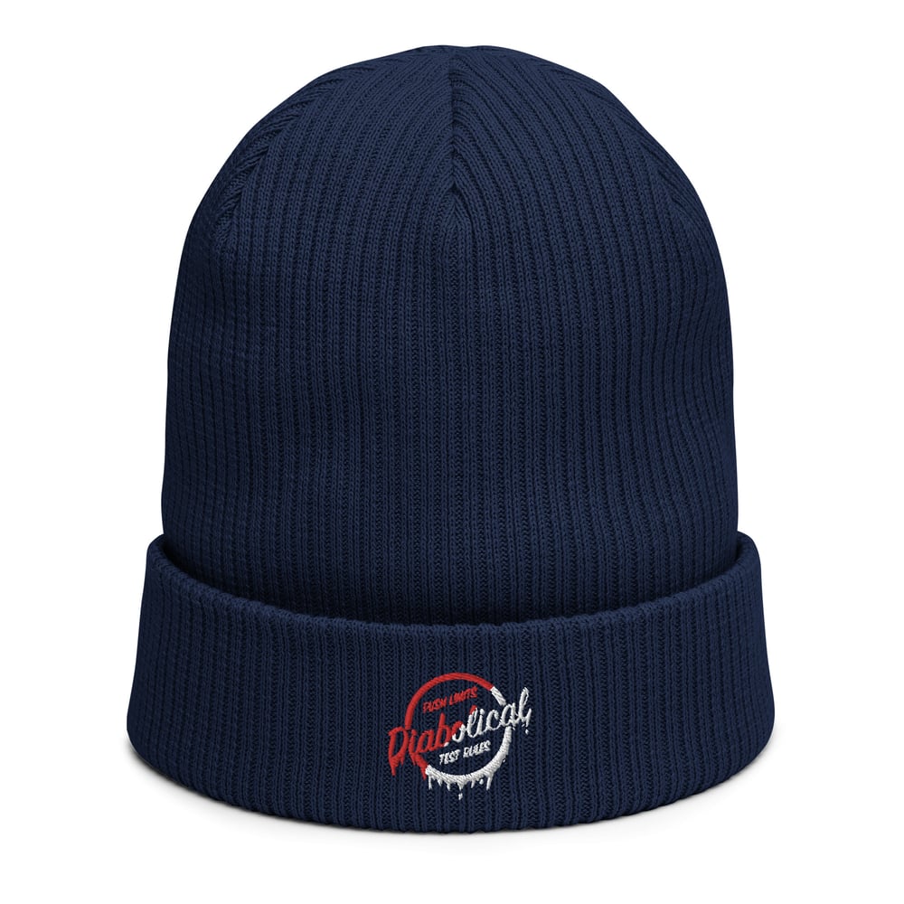 Diabolical "Drip" logo organic ribbed beanie
