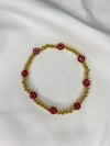 Red Evil Eye X 14K Gold Plated Beads Bracelet 