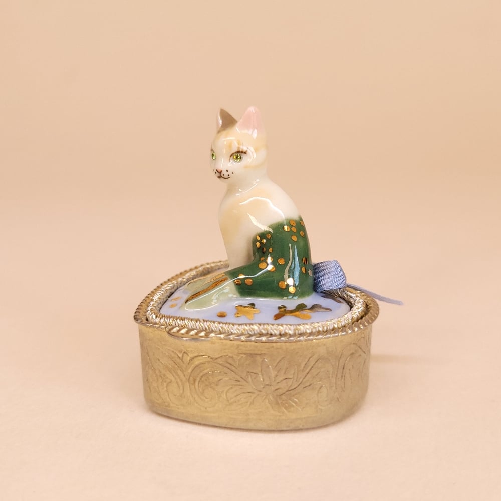 Image of Dilute Calico Purrmaid Miniature Trinket Box