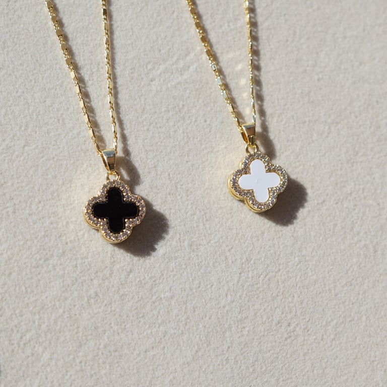 b & w double sided clover necklace Image 2