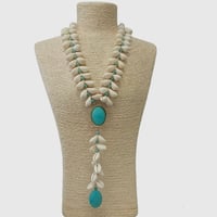 Image 1 of Shell Blue Boho Long Necklace
