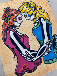 Image 2 of Day of the Dead Women "Siempre" Love Art Print 