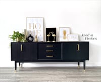 Image 1 of Black and gold brass G Plan Sideboard - Drinks/Cocktail Cabinet - TV Unit