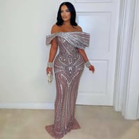 Image 1 of Pristine crystal gown(Nude/silver)