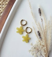 Resin Flower Huggie Hoops 