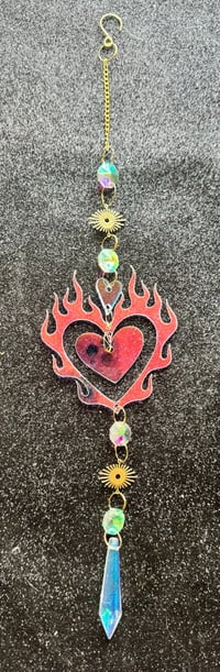 This heart is on fire suncatcher