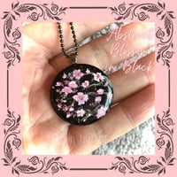 Image 4 of Cherry Blossom on Black Abstract Resin Pendant