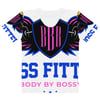 BOSSFITTED White Neon Pink and Blue Women's T-shirt