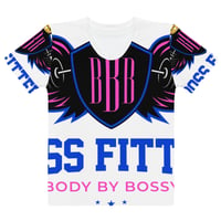 Image 1 of BOSSFITTED White Neon Pink and Blue Women's T-shirt