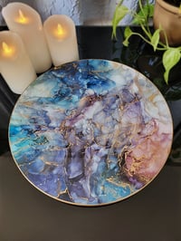 Image 1 of 14" Lazy Susan Turntable Epoxy Resin Art 'The Nine of Swords' 