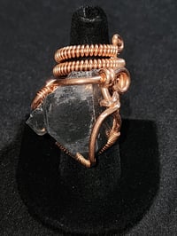 Adjustable Black Phantom Lemurian Quartz Ring #2 Minas Gerais, Brazil