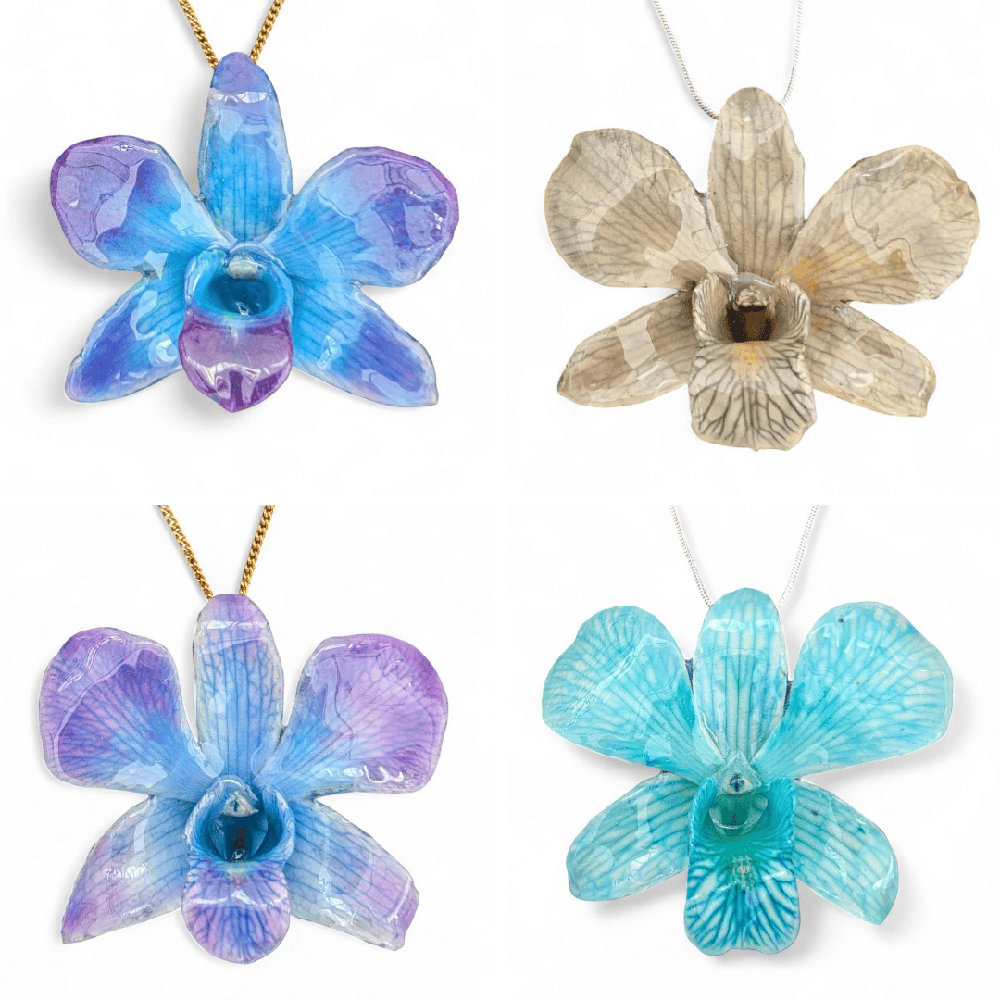 Image of Dendrobium Orchid Pendant (Blues & Grey)