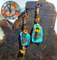 Image 1 of Orange Blue Copper Clay Earrings 