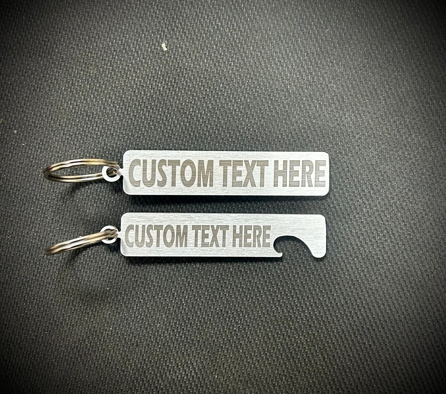 Custom Text keychain LASER ENGRAVED (not cut through like our regular keychains) 