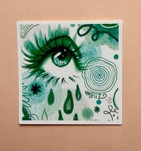 Image 1 of GREEN EYE DOODLE VINYL STICKER