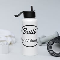 Image 2 of Stainless steel water bottle with a straw lid / Built on Values 