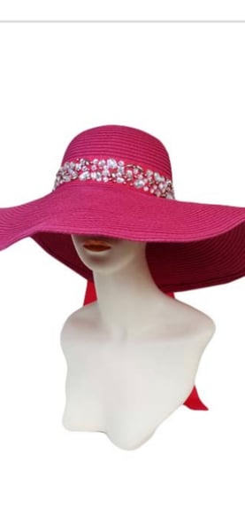 Image of Hot Pink Rhinestone Sun Hat 