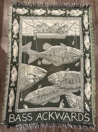 Image 1 of Vintage Bass Ackwards Ray Troll Blanket