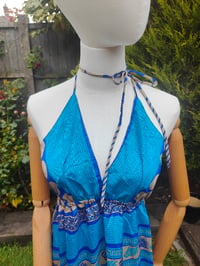Image 3 of Havana Halter Dress- classic statement holiday piece- one size - BLUE / TURQUOISE