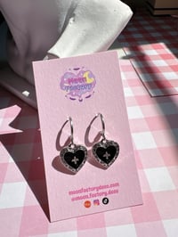 Image 1 of Coquette black heart earrings 🖤
