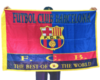Image 1 of Vintage Silk Barcelona Flag with Rivaldo Autograph