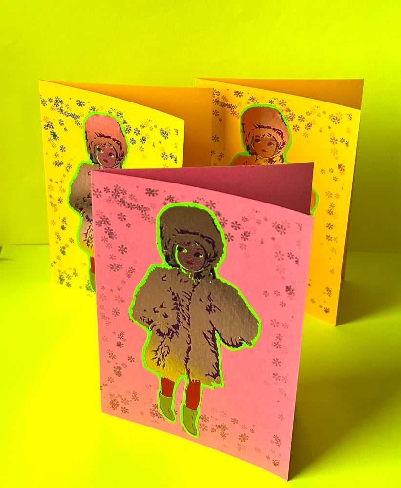 Image of Furry Coat and Boots Sindy card 