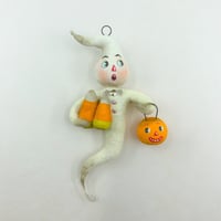Image 1 of Spooked Ghost with Jack O' Lantern and Candy Corns