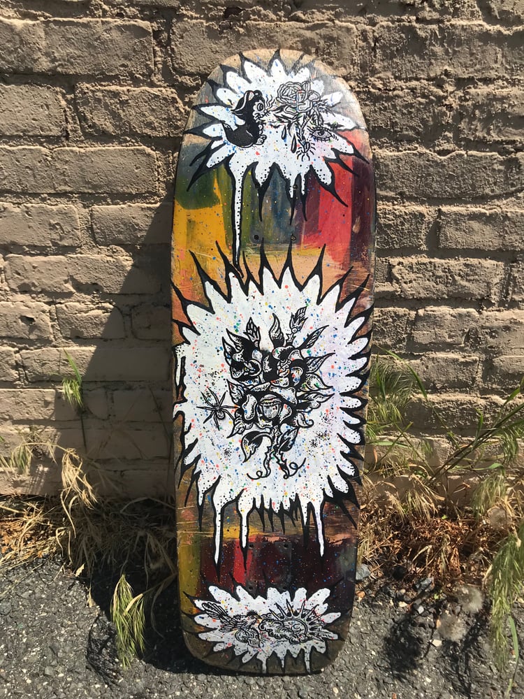 Image of FLOWER POWER HAND PAINTED SKATE DECK