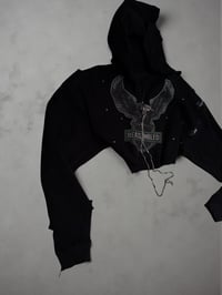 Image 4 of 1/4 zip thermal R eagle hoodie-black 