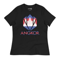 Cambodia Flag Logo Women's Relaxed Tee - Black 