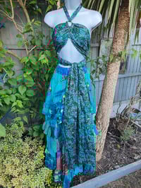 Image 7 of Wanderlust maxi skirt / Bandeau Dress Balearic Island Blues pop of Rust 8-16