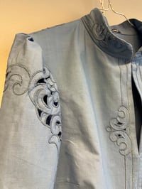 Image 4 of Blue puff sleeve shirt (l-xl)