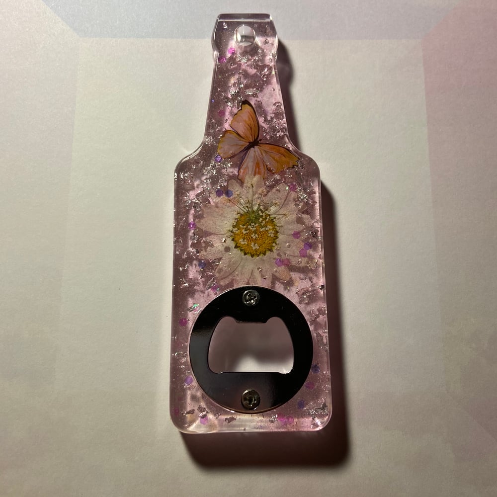 Image of Pink Floral Beer Bottle - Beer Bottle Opener