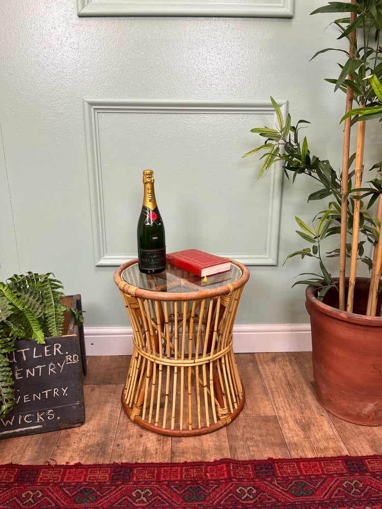 Image of Mid Century Retro Vintage Boho Bamboo And Glass Occasional Table, Coffee Table
