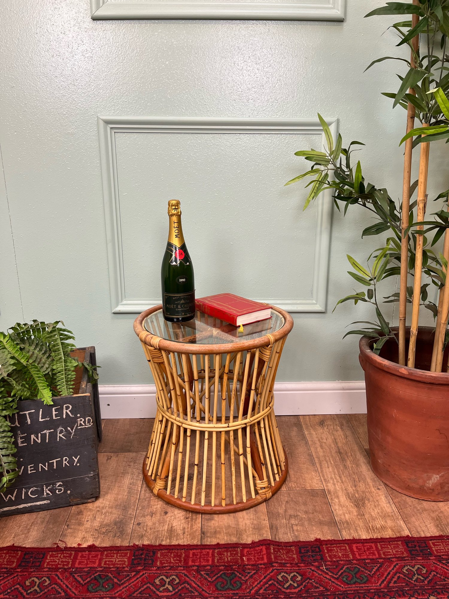 Image of Mid Century Retro Vintage Boho Bamboo And Glass Occasional Table, Coffee Table