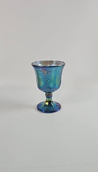 Image 1 of Indiana Glass Carnival Iridescent Blue Goblet