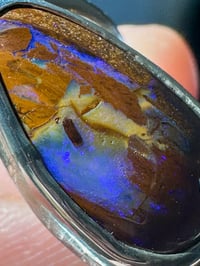 Image 6 of wood replacement boulder opal ring | size 12.5