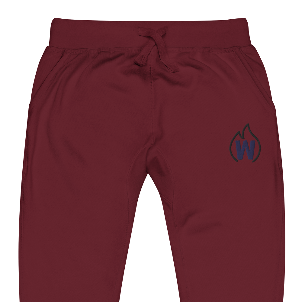 Image of Burgundy “Flame W” Premium Fleece Sweatpants