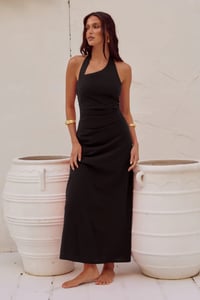 Image 4 of Saphira black cotton midi dress