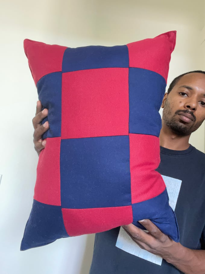 Image of Red and blue Handmade pillow