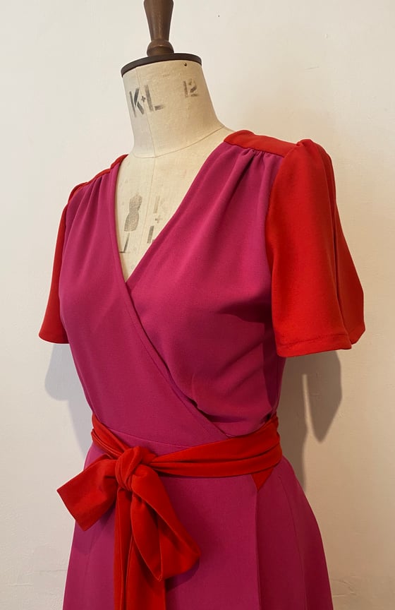Image of Colour block wrap dress