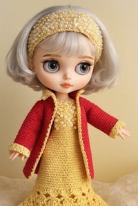 Image 1 of Blythe doll with crochet outfit Holidays edition 