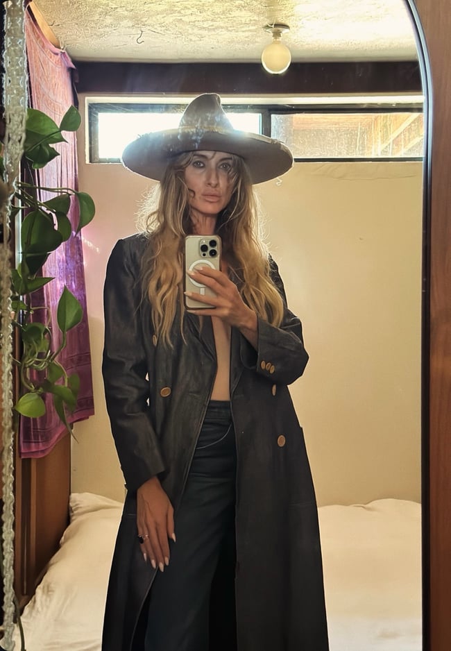 early 1970s denim maxi trench coat double breasted overcoat 