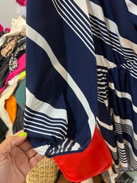 Image 3 of NWT blue stripe light weight bubble sleeve dress