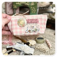 Image 4 of tiny slow stitch sewing pouch full of haberdashy supplies