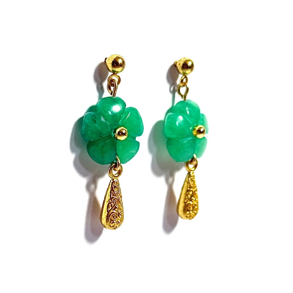 Image of Jade Flower Earrings