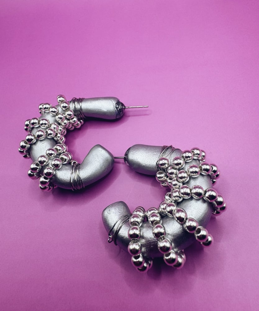 Image of Beaded chunky hoop